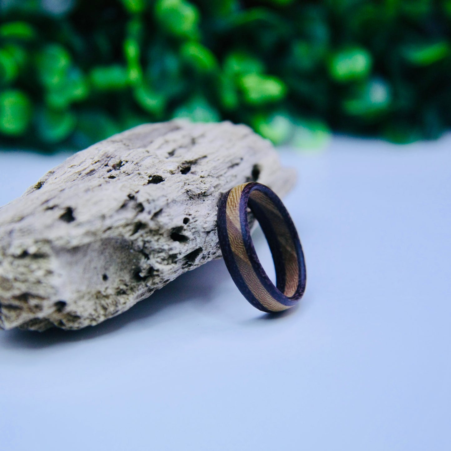 Purple Heart & Hickory Wood Ring Size 8.5