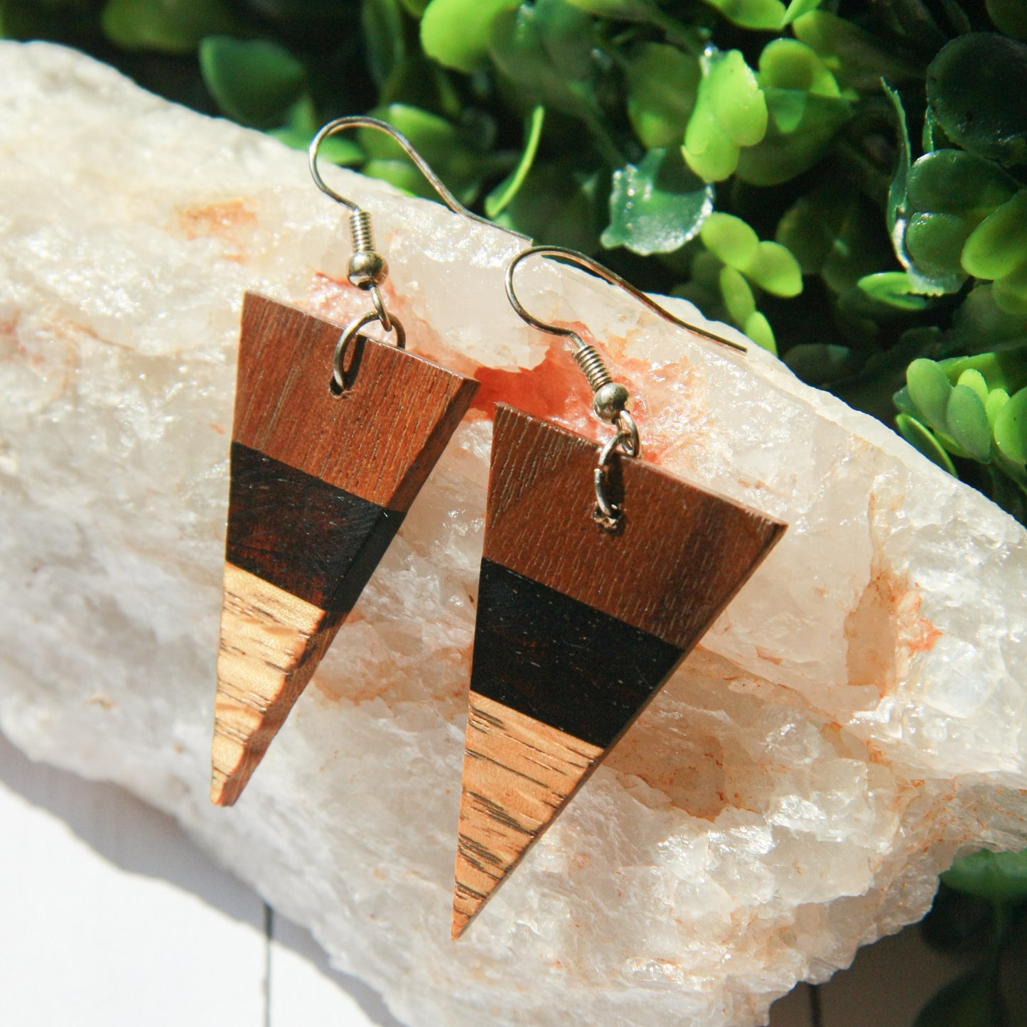 Walnut, Ebony & Oak Earrings