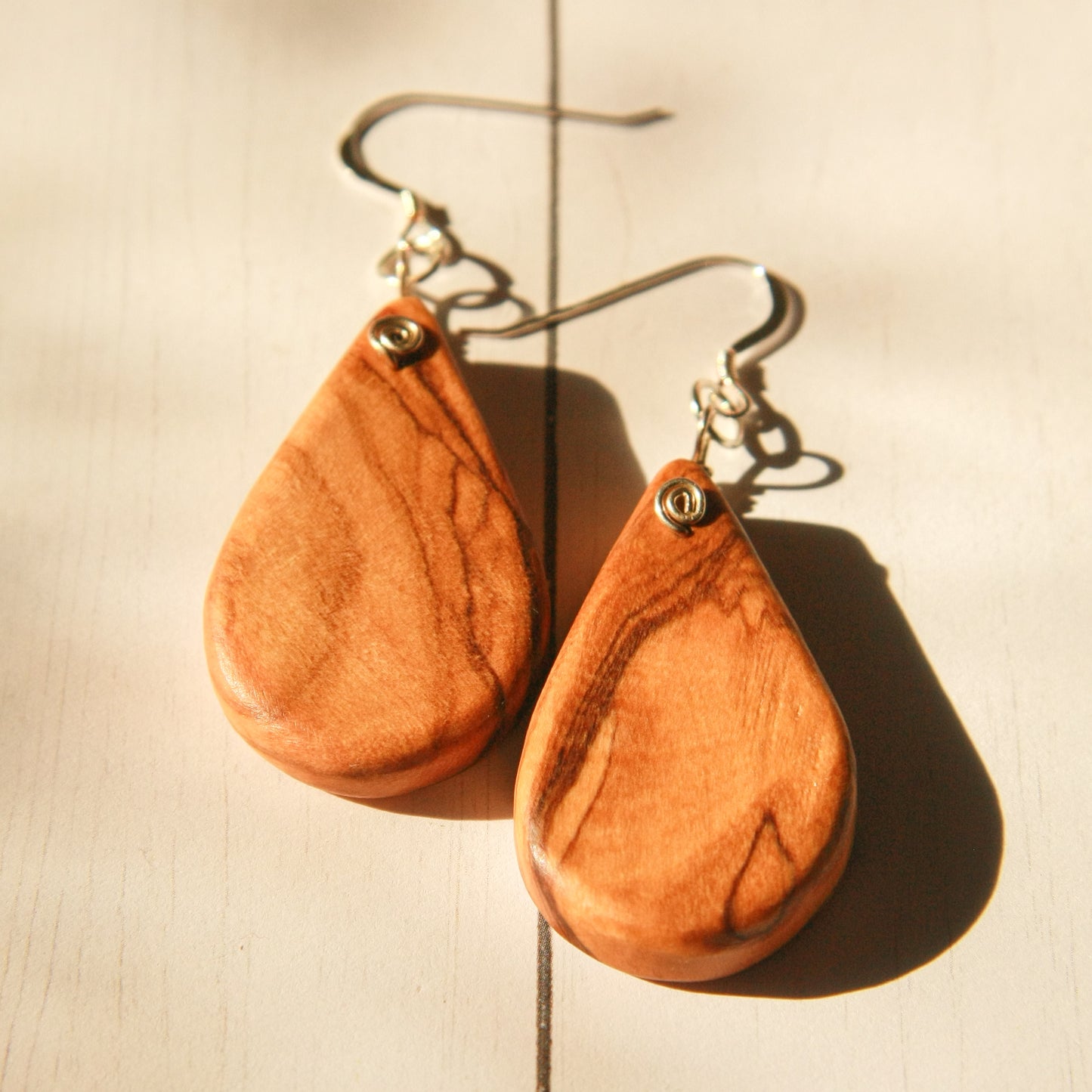 Olivewood Tear Drop Wood Earrings
