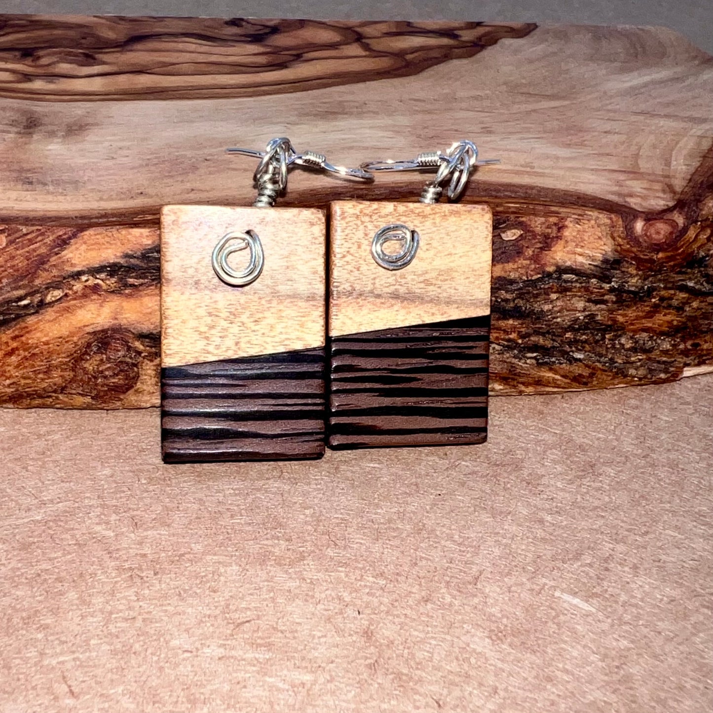Yellow Heart & Wengewood Wood Earrings