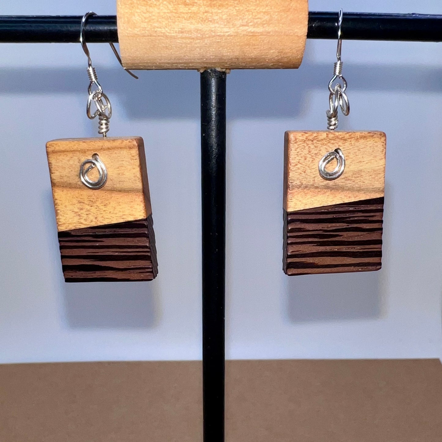 Yellow Heart & Wengewood Wood Earrings