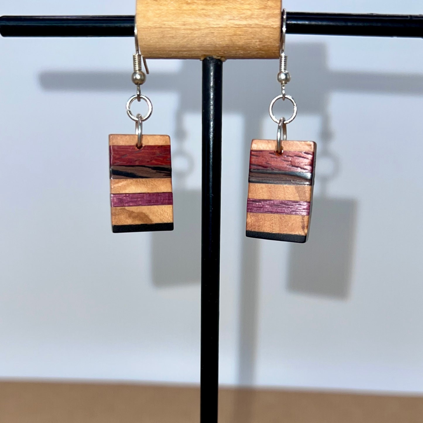 Olivewood, Padauk, Wengewood, Purple heart & Ebony Wood Earrings