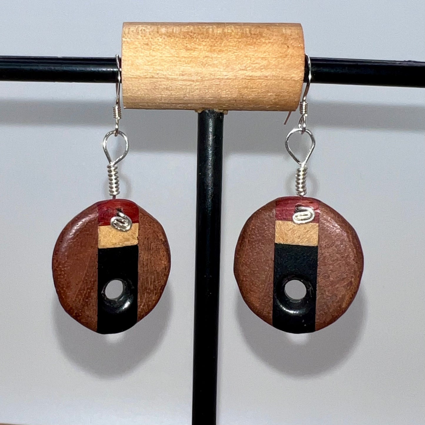 Redwood, Padauk, Yellow Heart & Ebony Wood Earrings