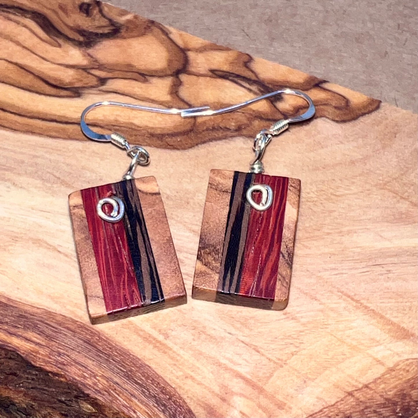 Olivewood, Wenge Wood, Padauk Wood Earrings