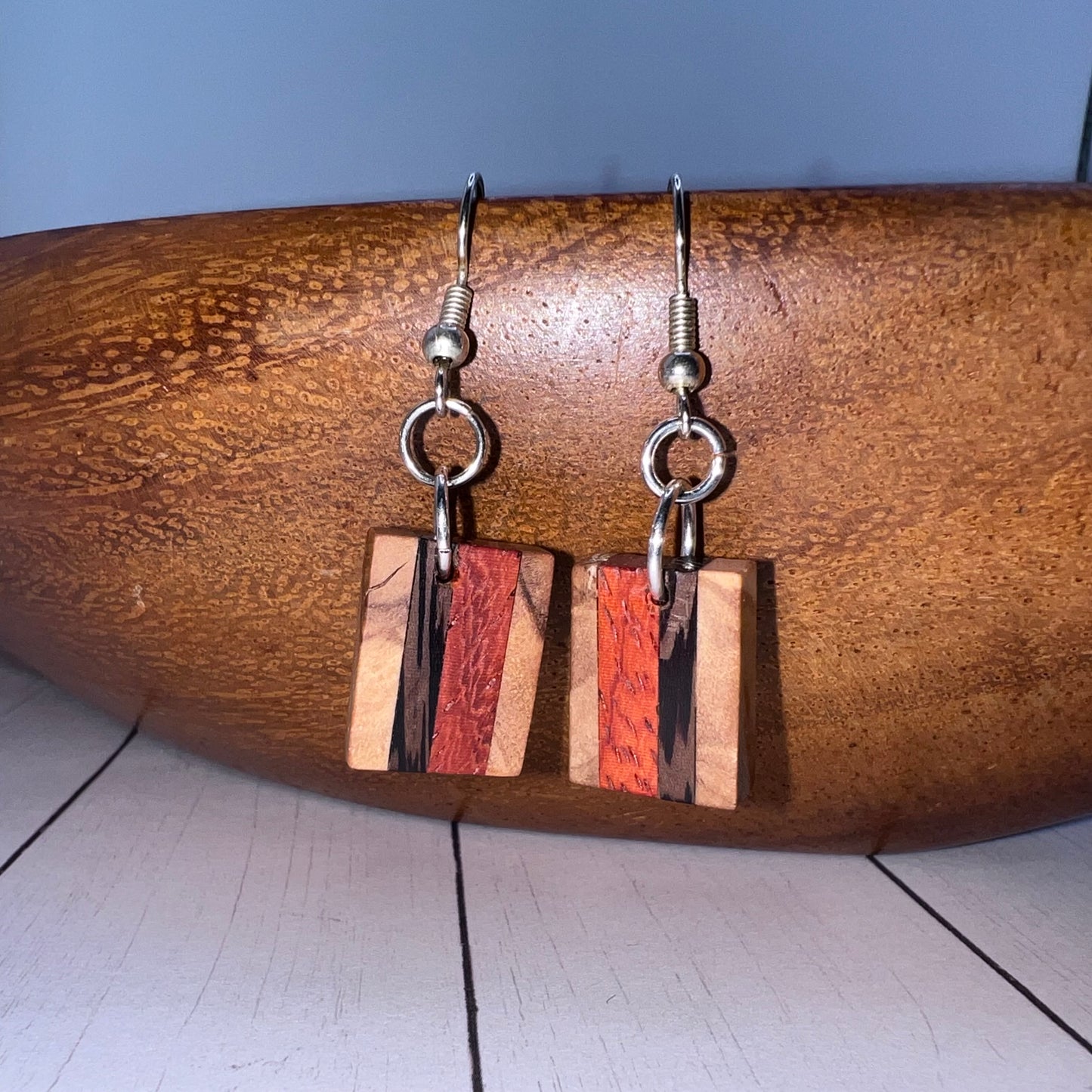 Olivewood, Padauk, & Wenge Wood Earrings