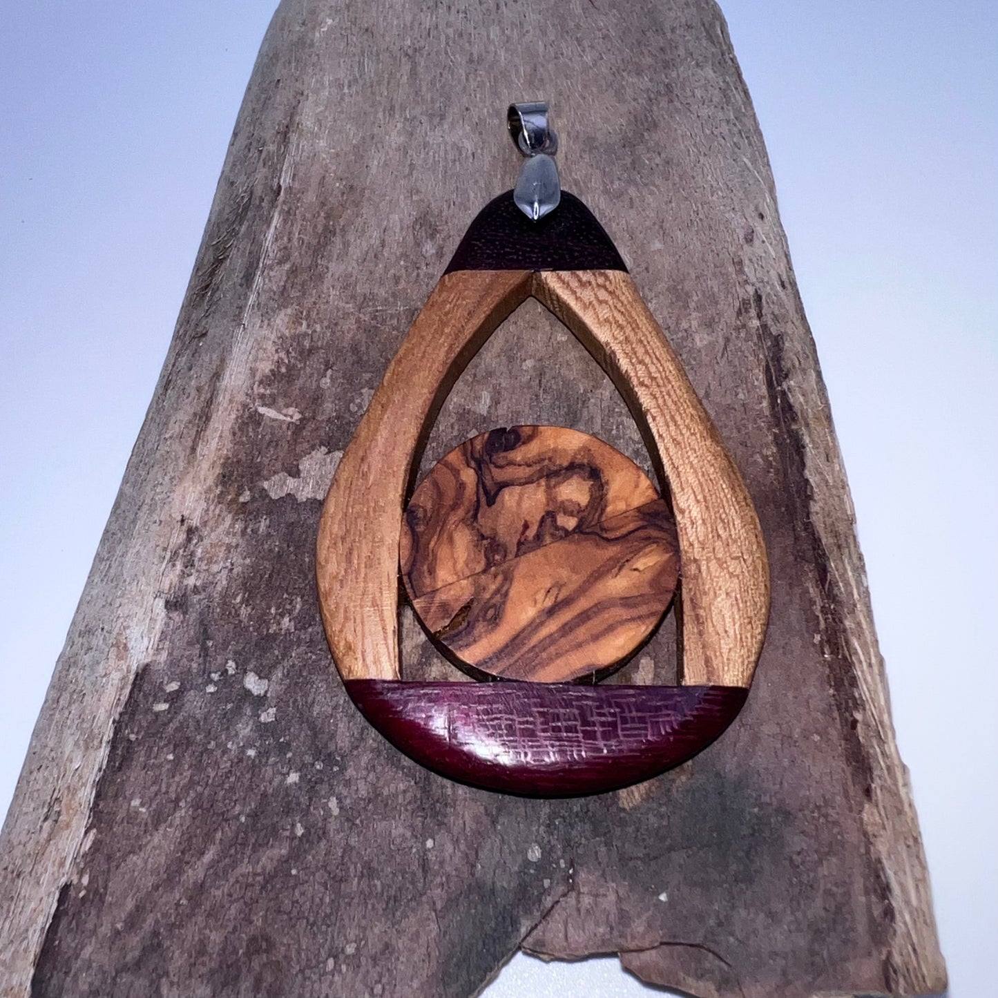 Purple Heart, Olive Wood & Oak Wood Pendant