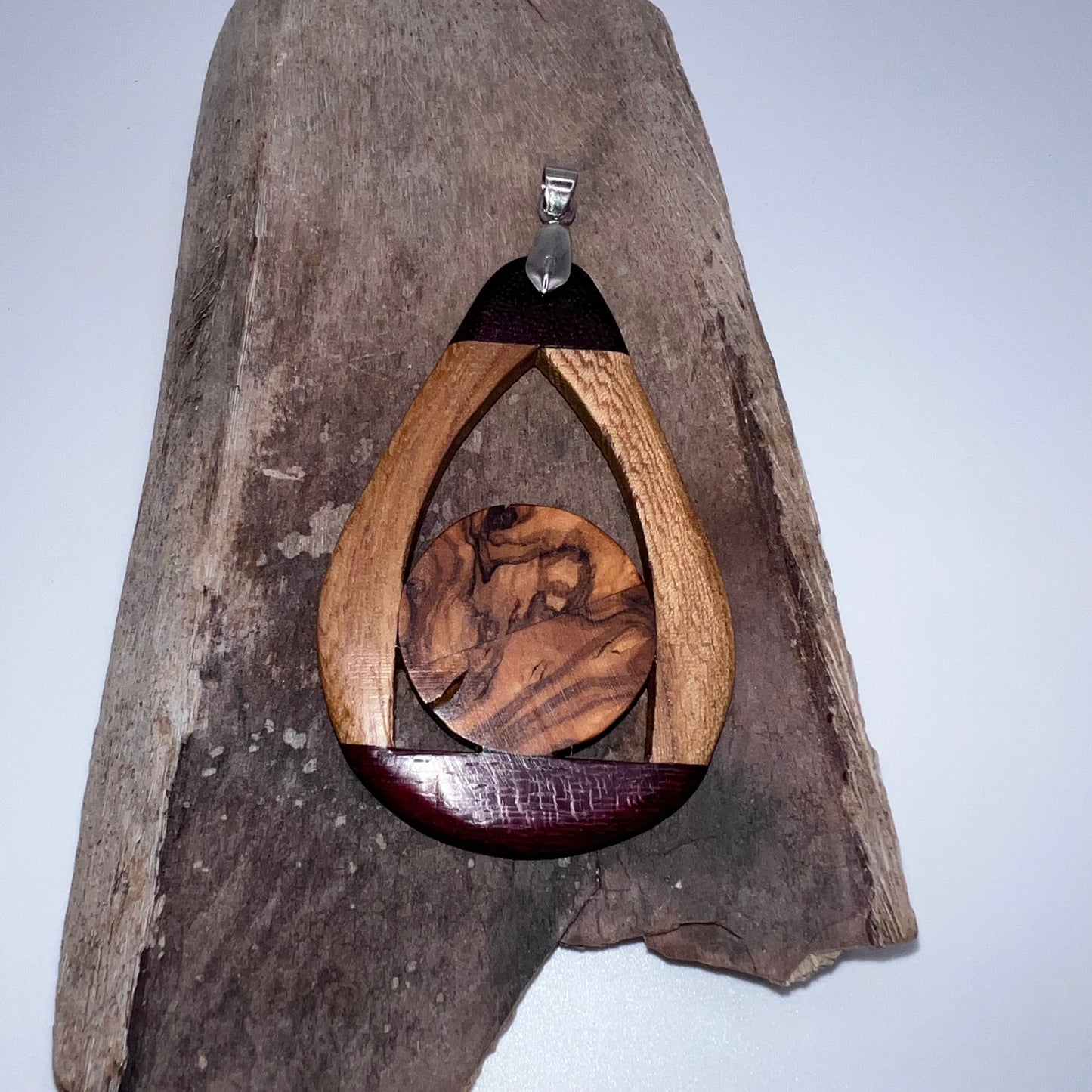 Purple Heart, Olive Wood & Oak Wood Pendant