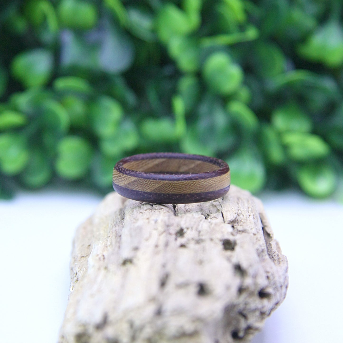 Purple Heart & Hickory Wood Ring Size 8.5