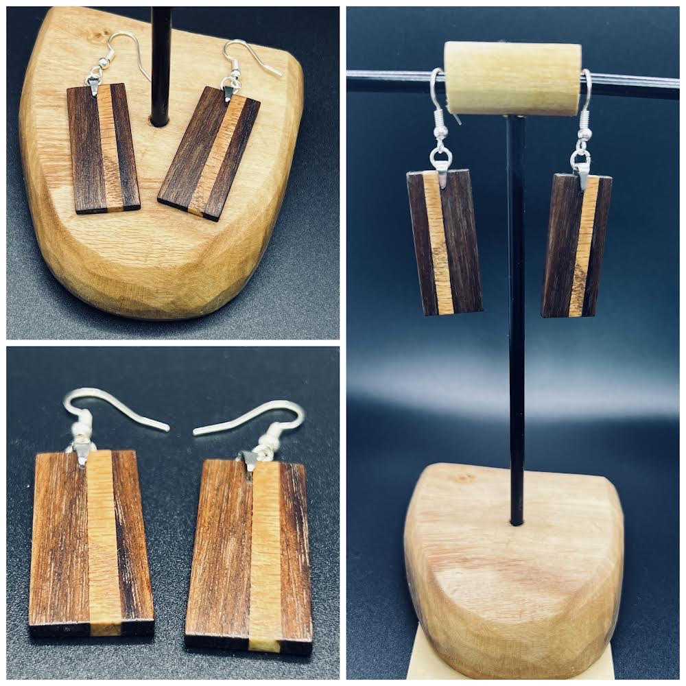 1890 Walnut & Hickory Wood Earrings