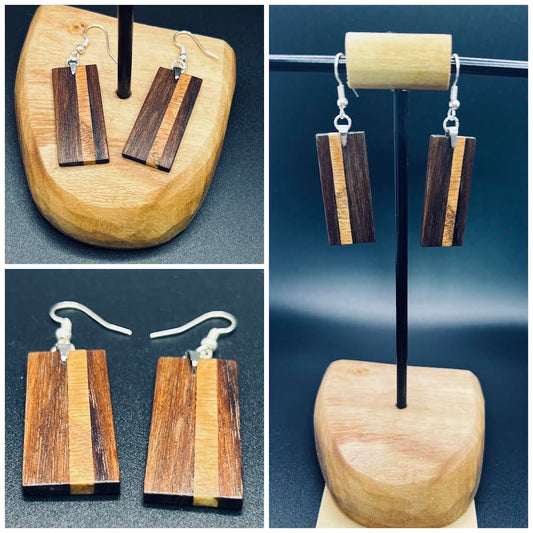1890 Walnut & Hickory Wood Earrings