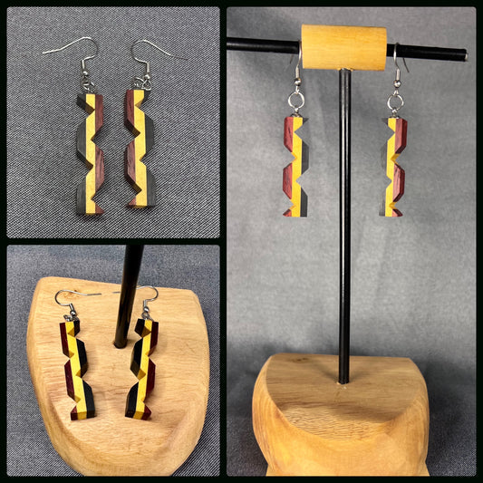 Padauk, Yellow Heart & Ebony Wood Earrings