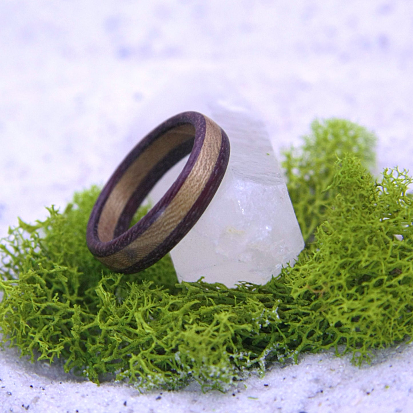 Purple Heart & Hickory Wood Ring Size 8.5