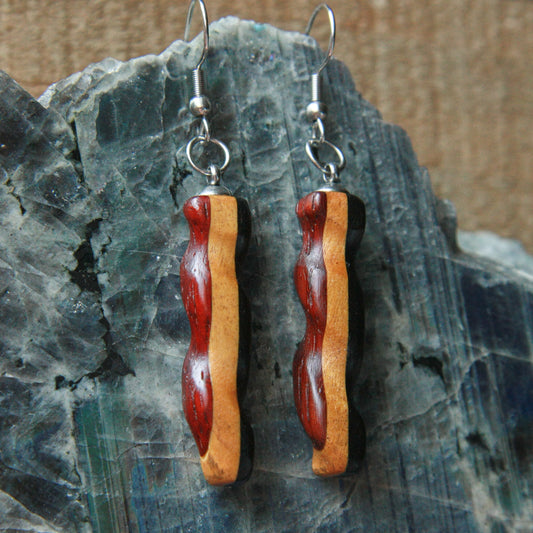 Padauk, Yellow Heart & Ebony Earrings