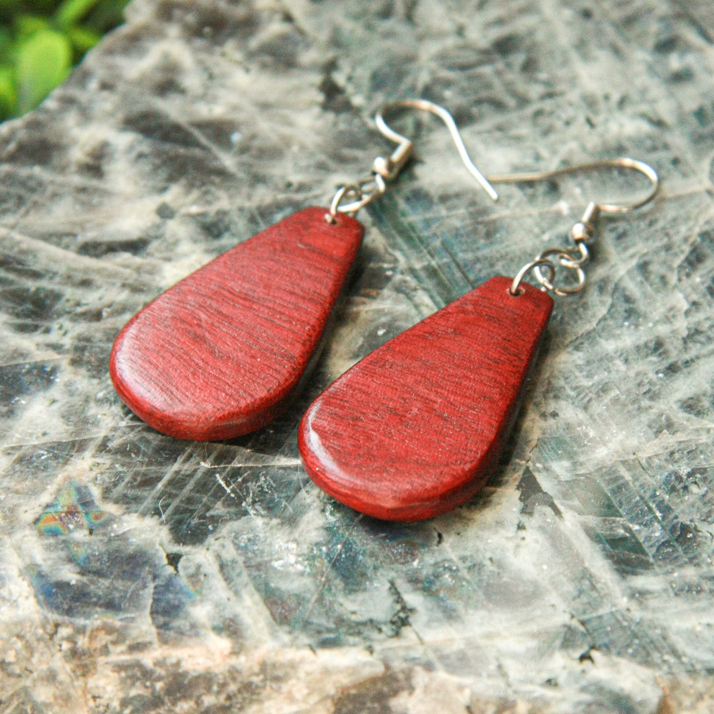 Purple Heart Tear Drop Earrings
