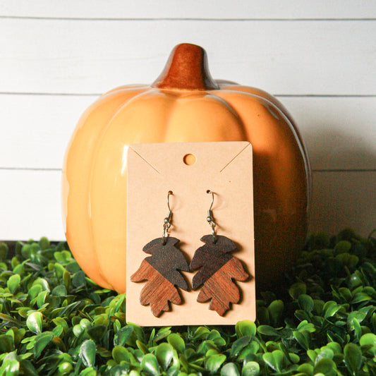 Purple Heart & Walnut Leaf Earrings