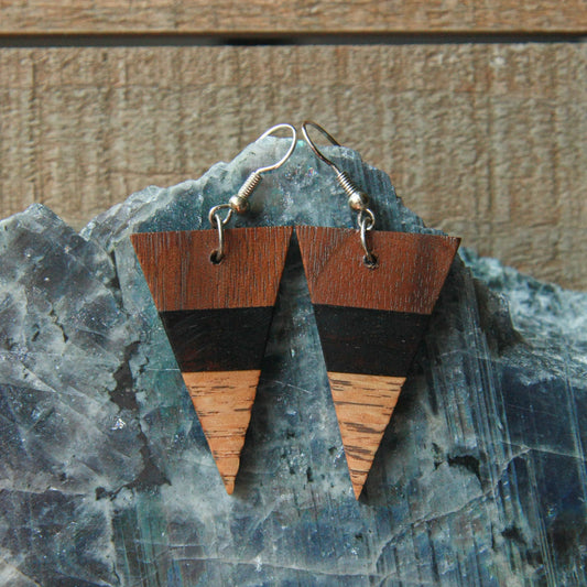 Walnut, Ebony & Oak Earrings
