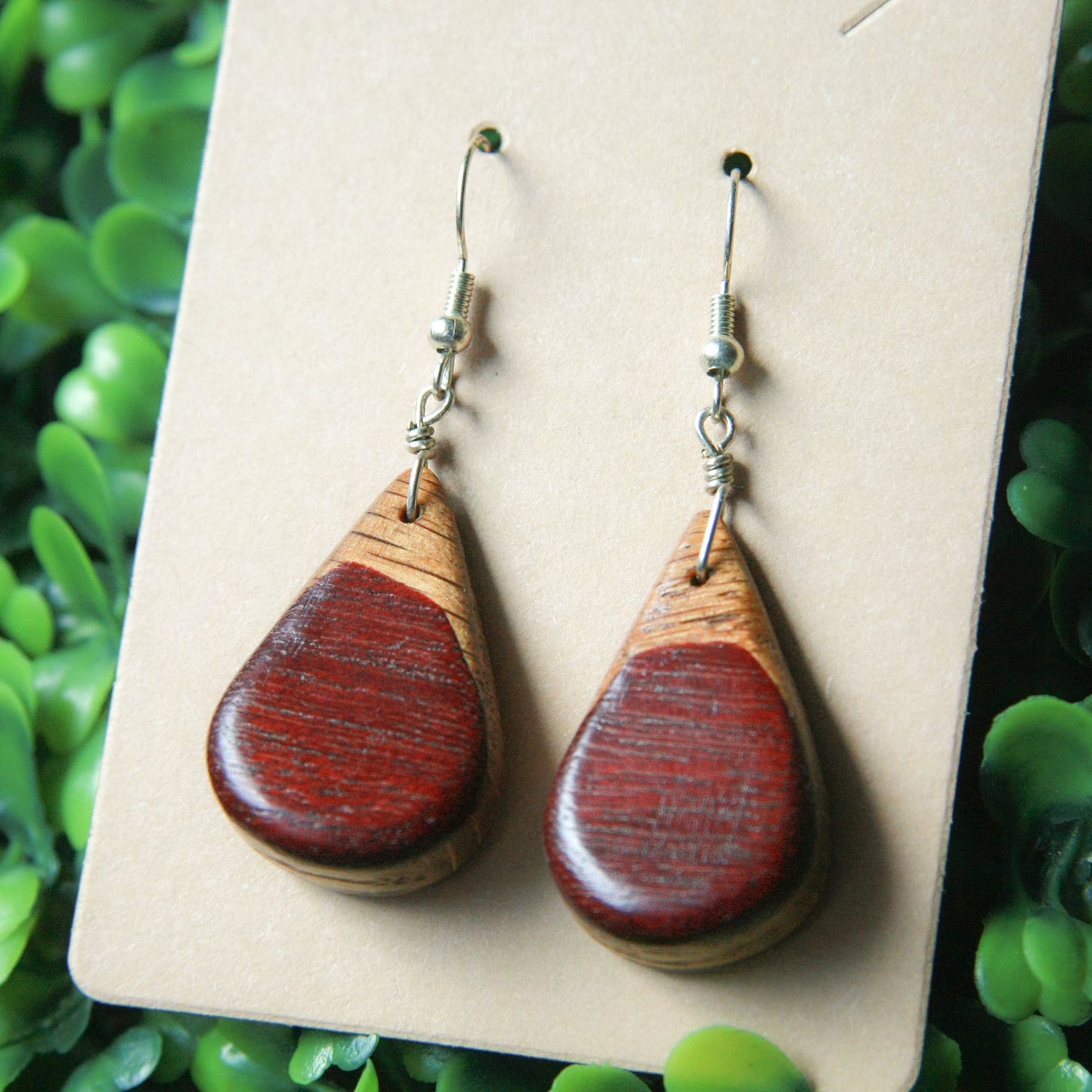 Purple Heart & Oak Earrings