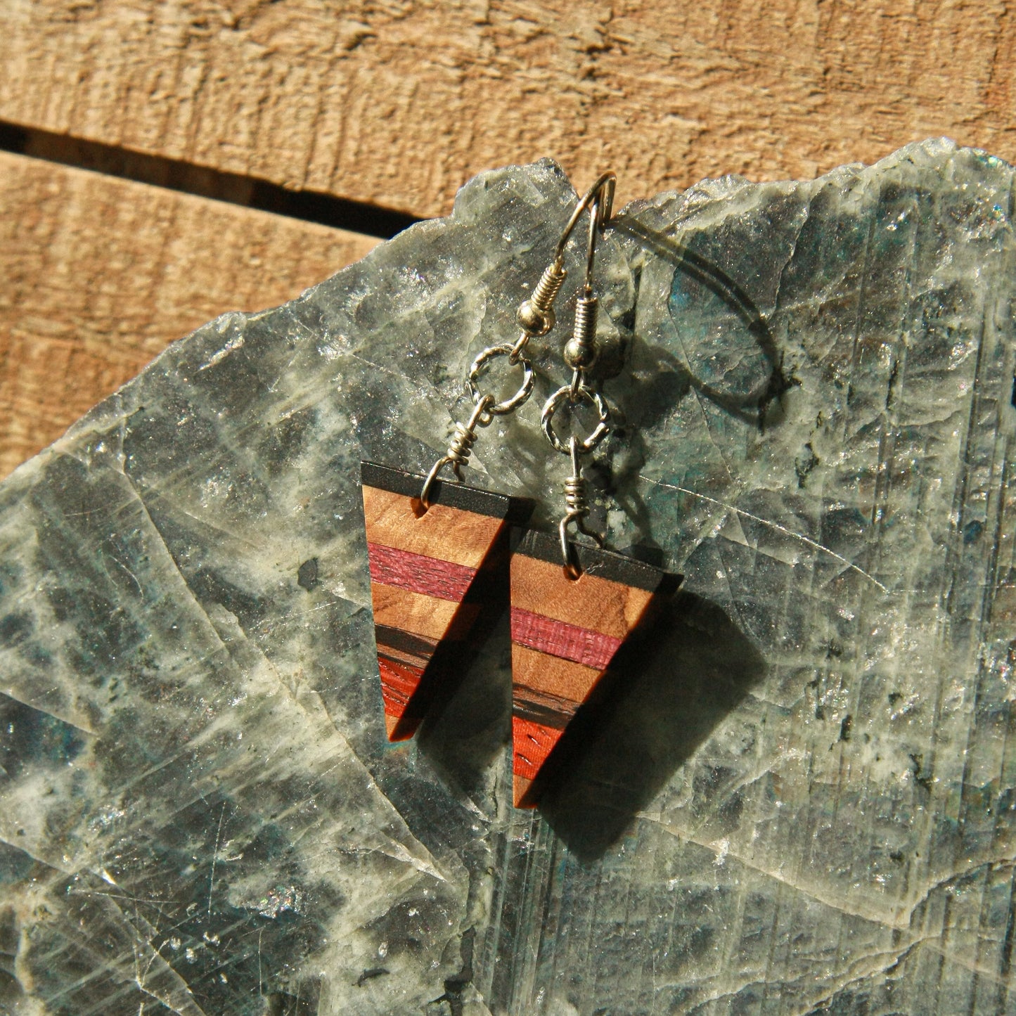 Ebony, Olivewood, Purple Heart, Padauk Earrings