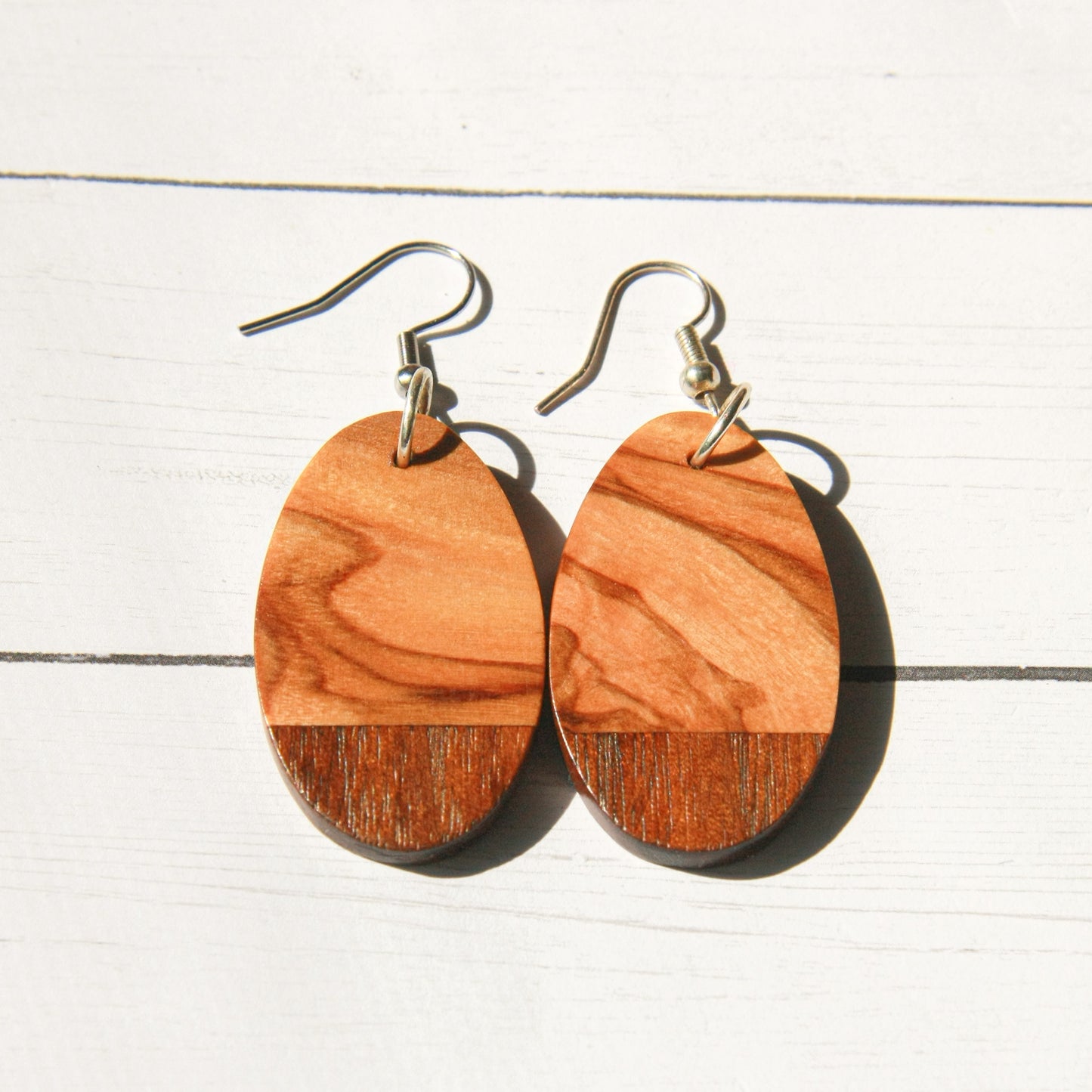 Olive Wood & 1890's Walnut Earrings