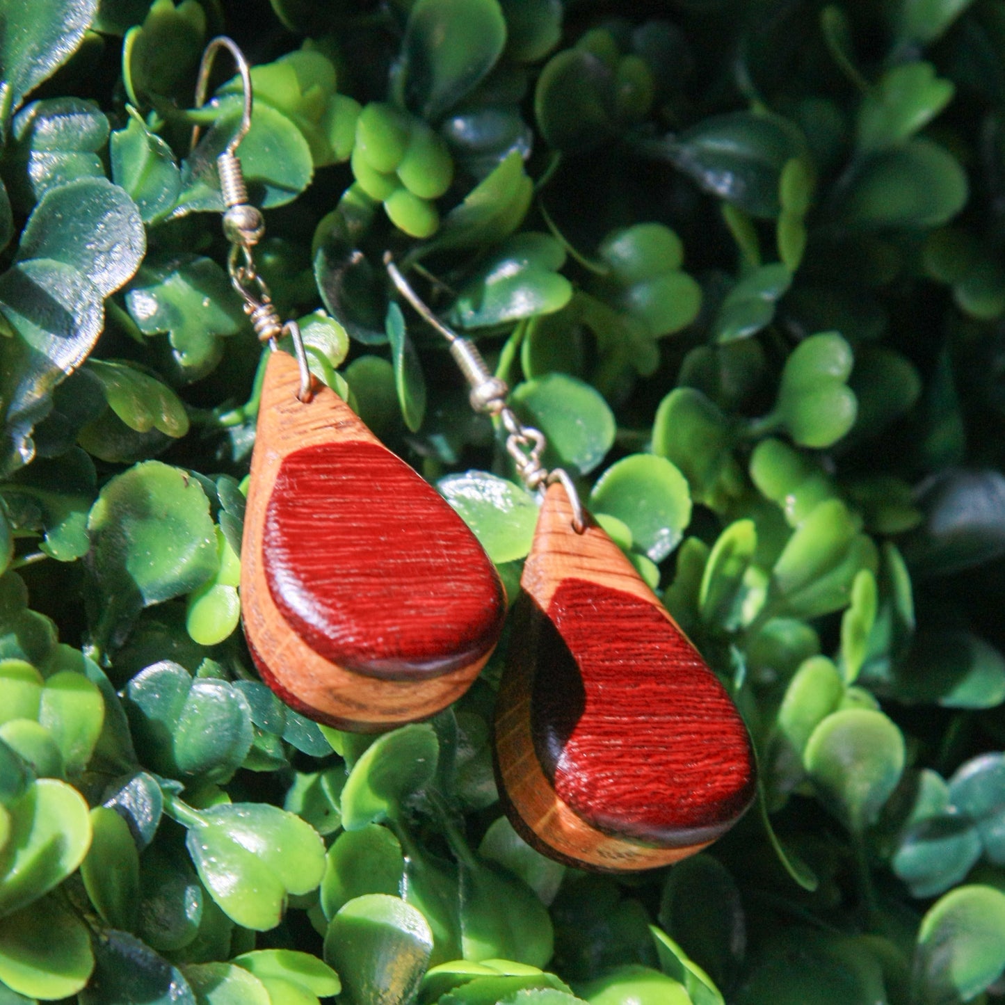 Purple Heart & Oak Earrings