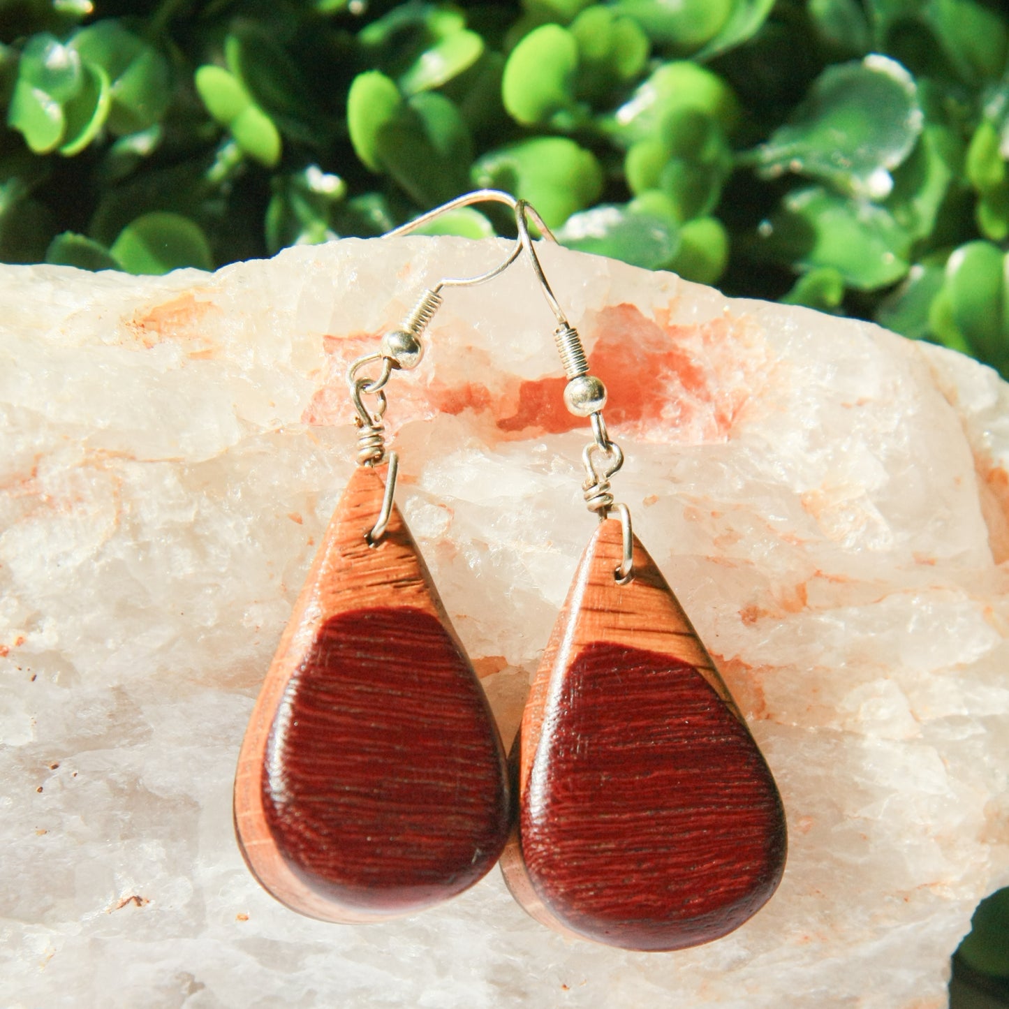 Purple Heart & Oak Earrings
