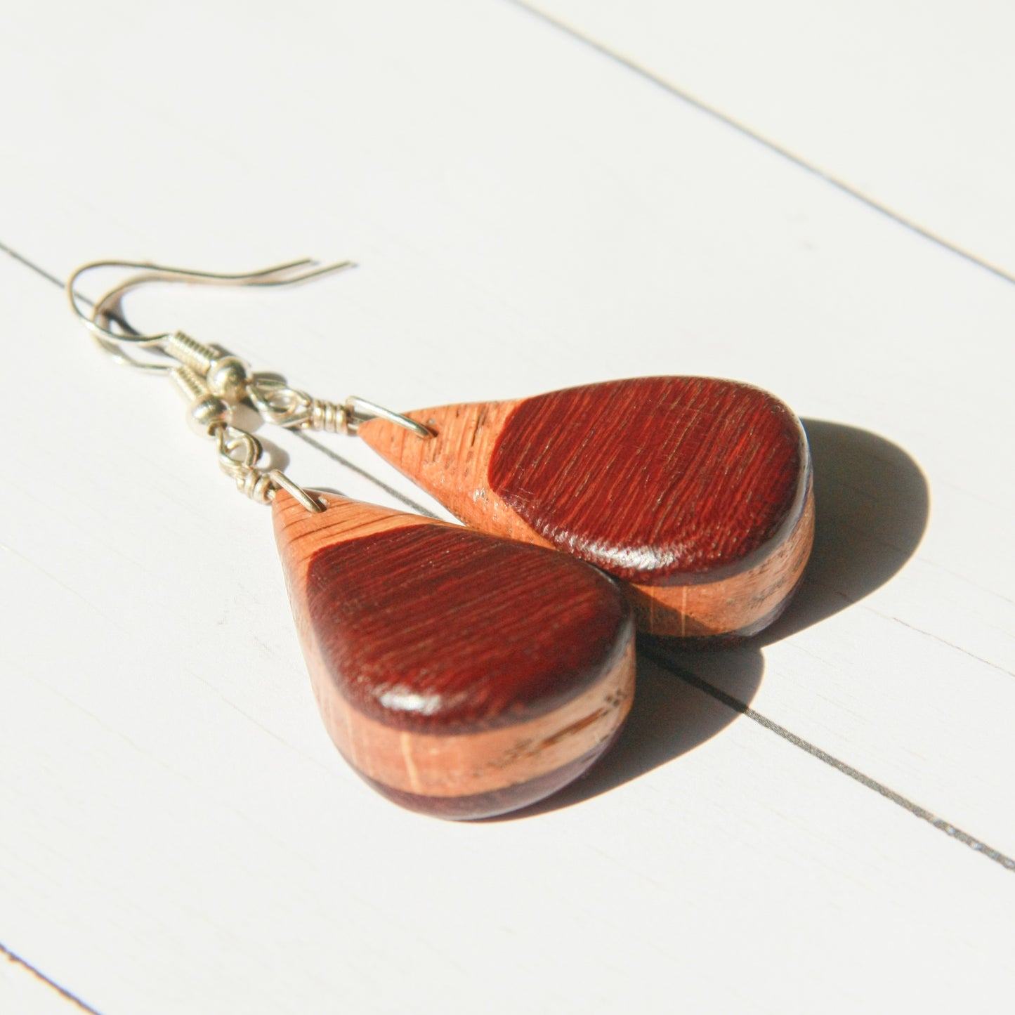 Purple Heart & Oak Earrings