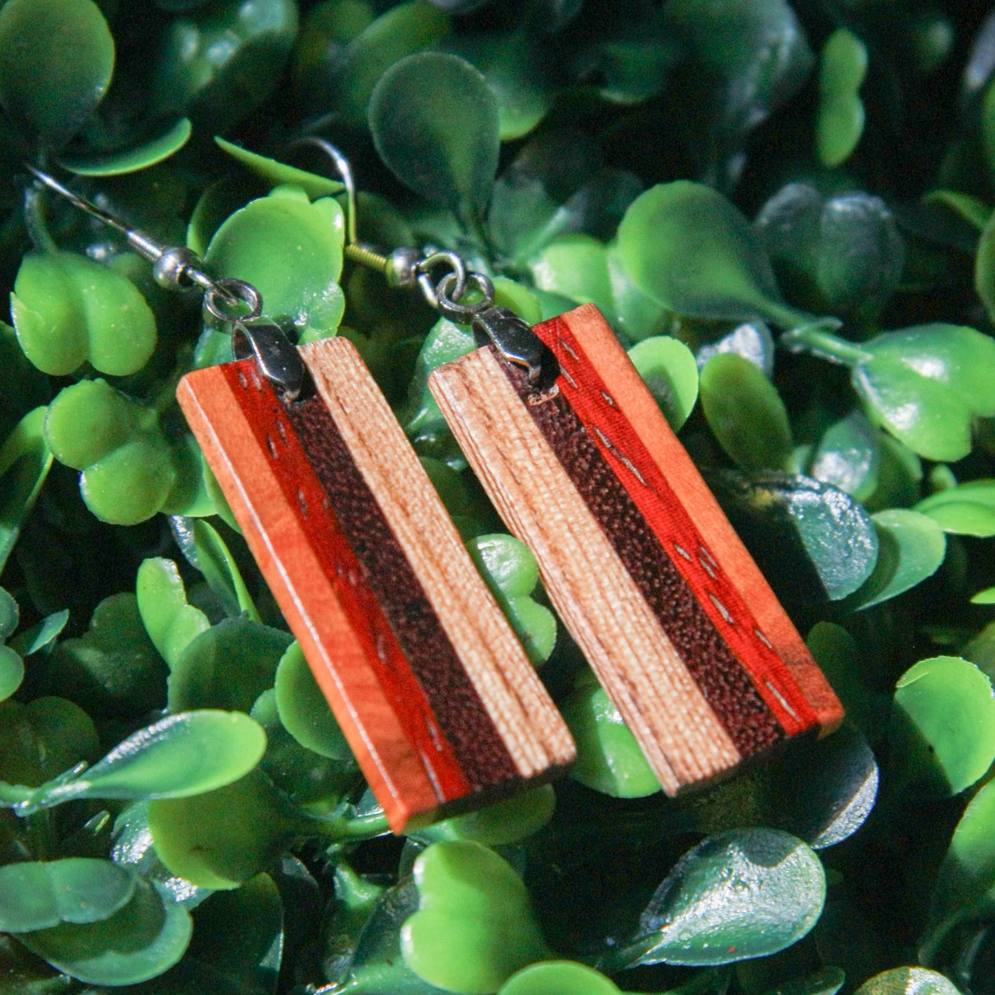 Hickory, Purple Heart, Padauk, Olive Wood Earrings