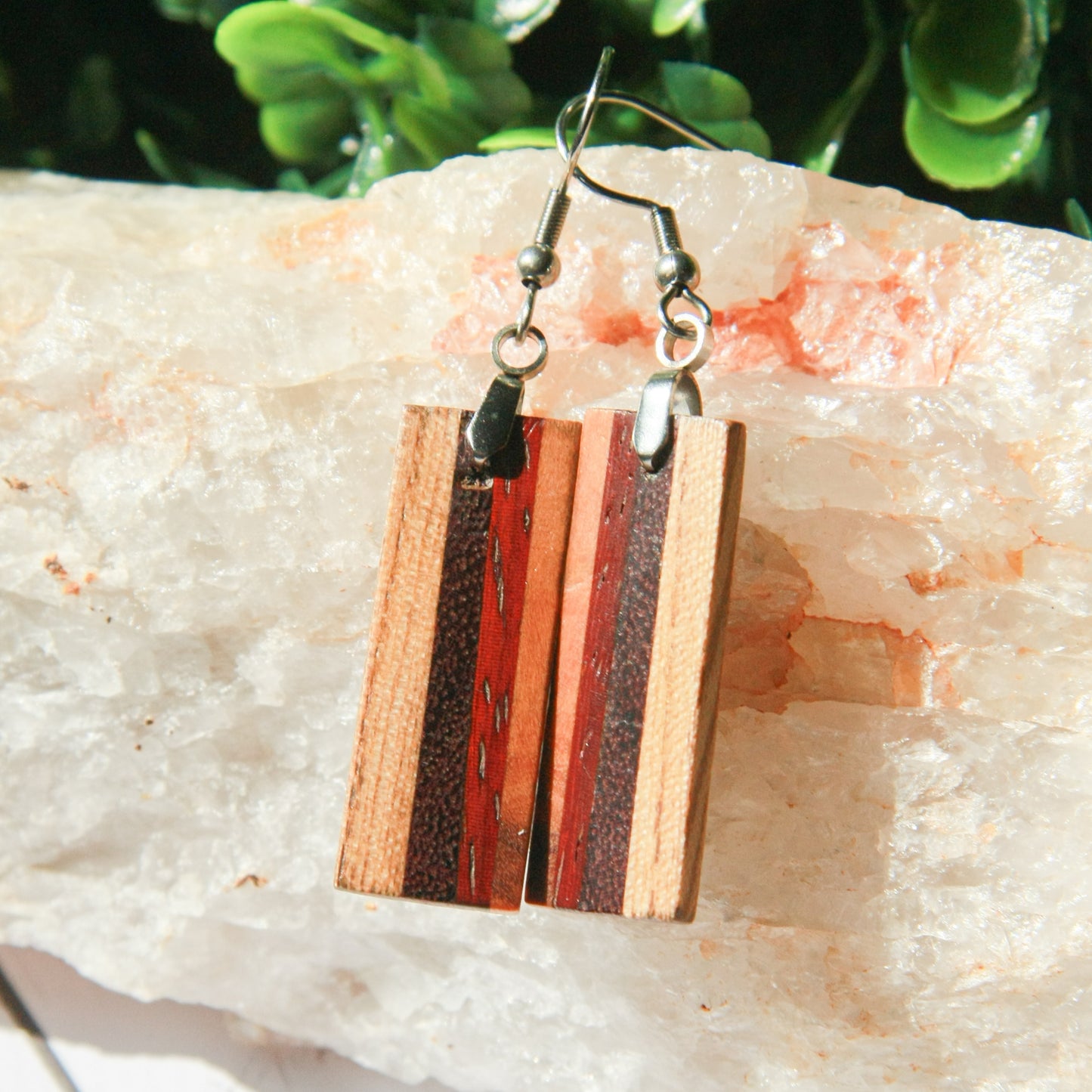 Hickory, Purple Heart, Padauk, Olive Wood Earrings