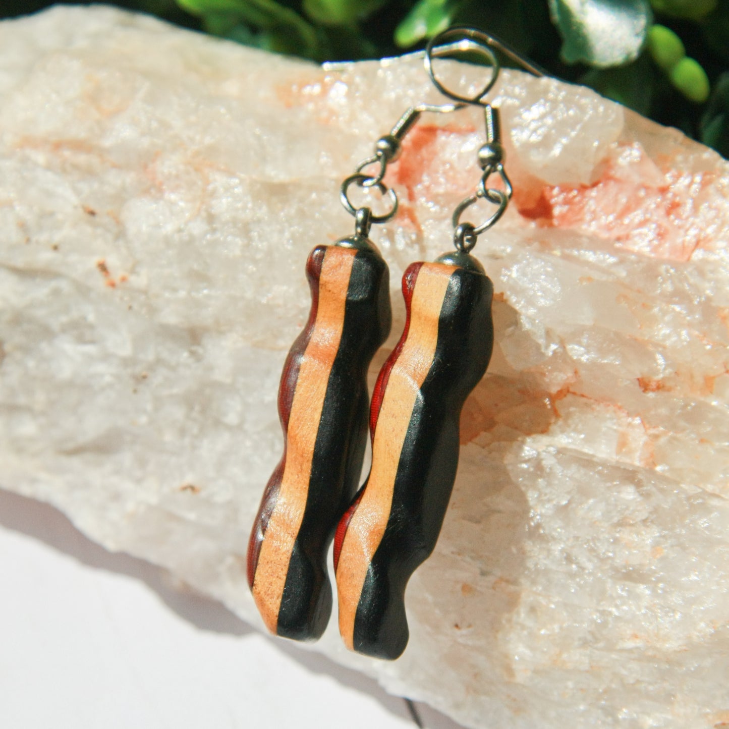 Padauk, Yellow Heart & Ebony Earrings