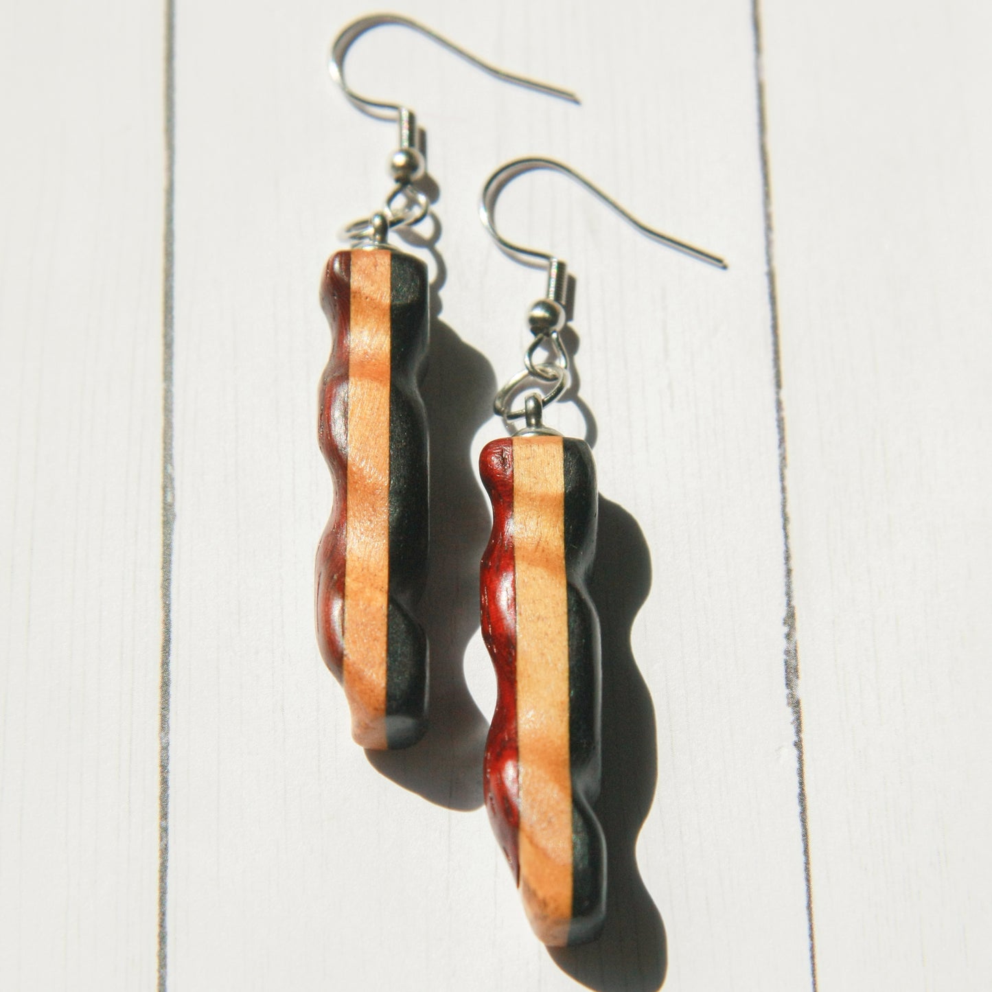 Padauk, Yellow Heart & Ebony Earrings