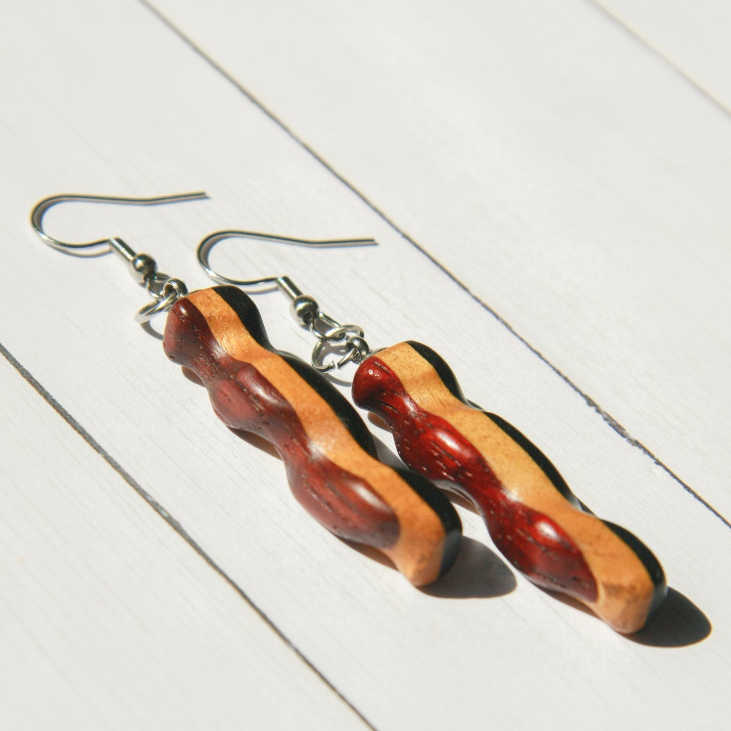 Padauk, Yellow Heart & Ebony Earrings