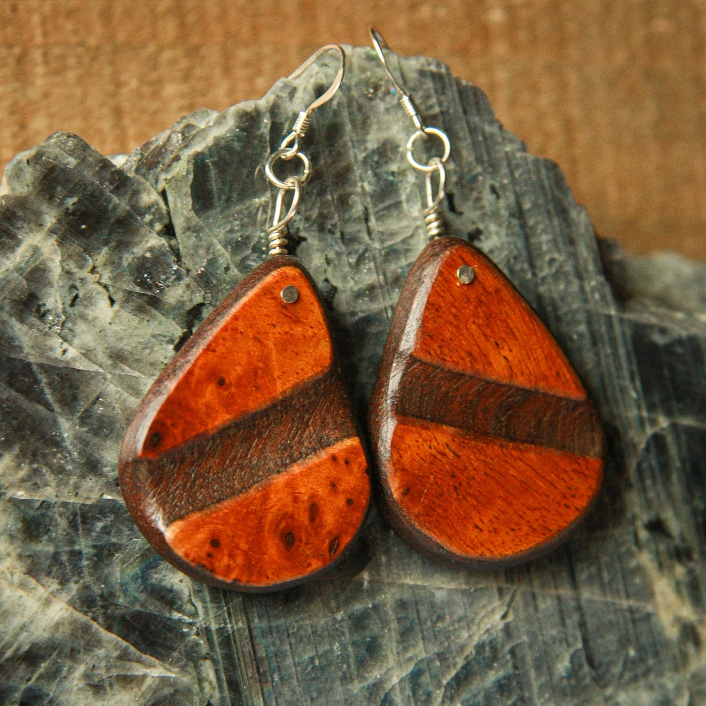 1890 Walnut & Birds Eye Maple Earrings