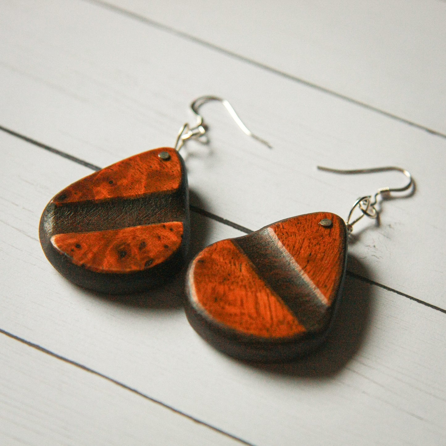 1890 Walnut & Birds Eye Maple Earrings