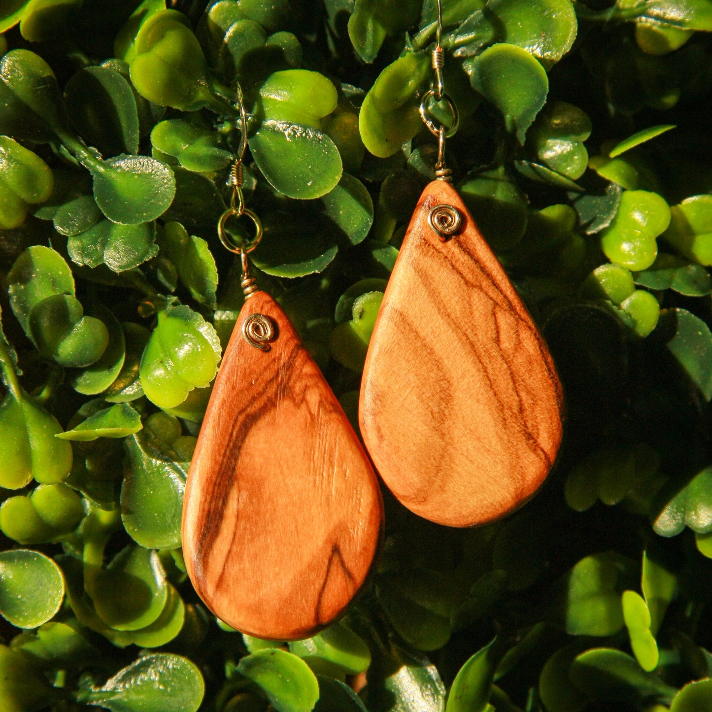 Olivewood Tear Drop Wood Earrings