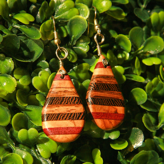 Olivewood, Purple Heart, 1890 Walnut and Wenge Wood Earrings