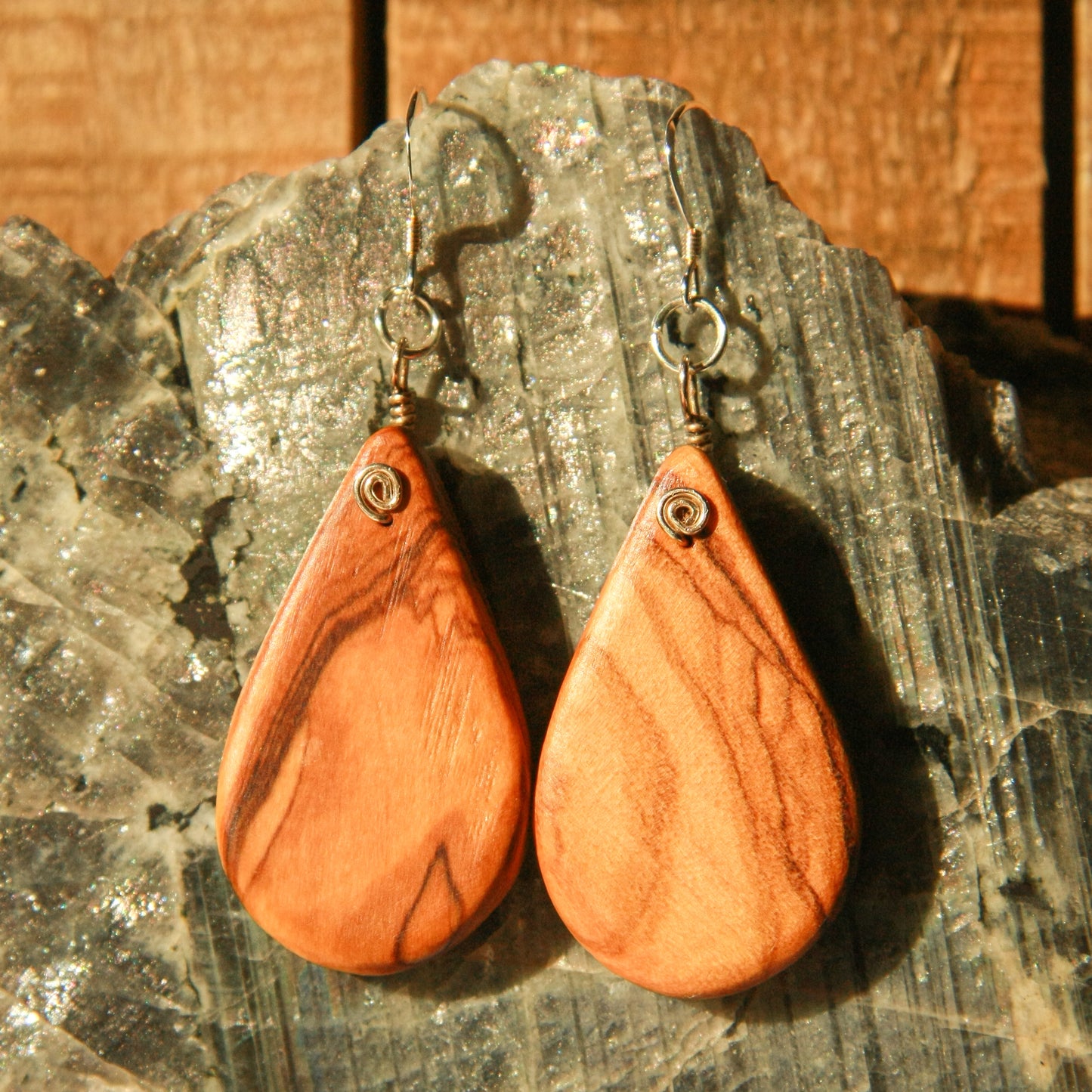 Olivewood Tear Drop Wood Earrings