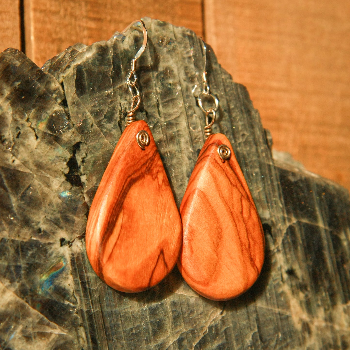 Olivewood Tear Drop Wood Earrings