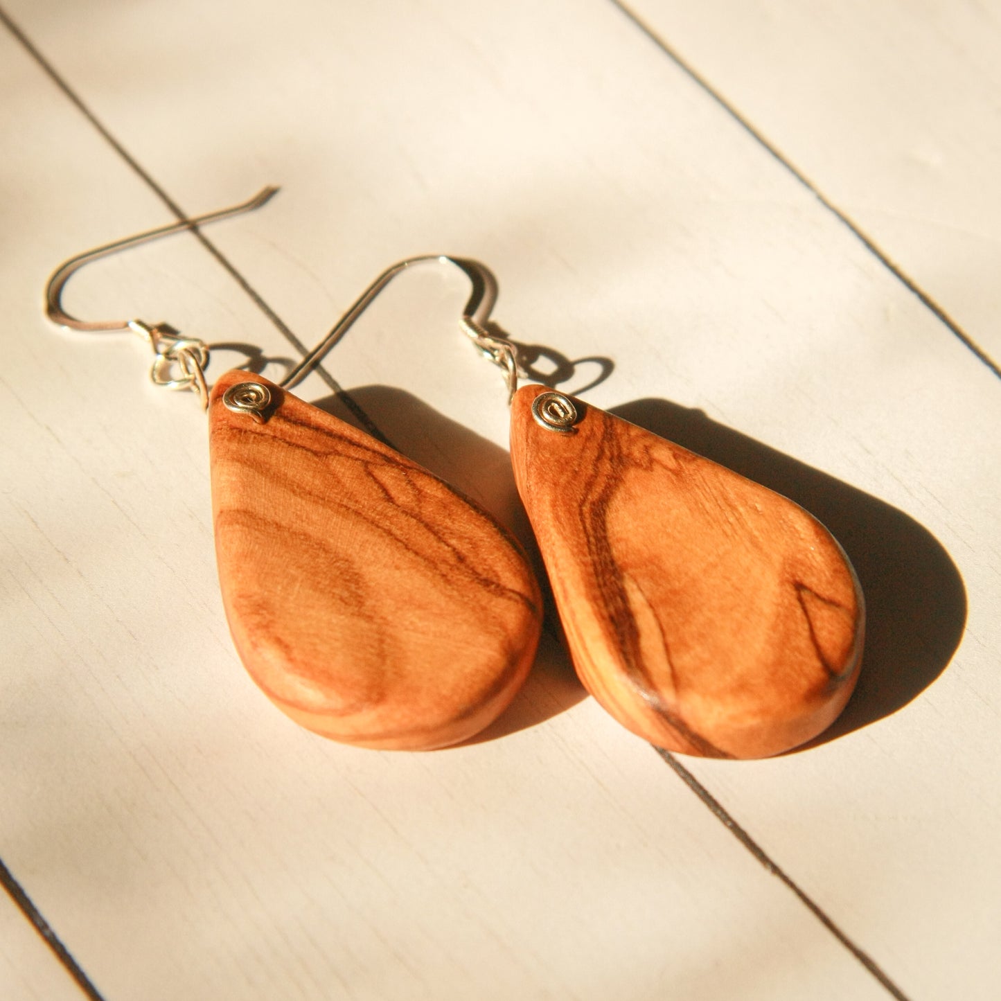 Olivewood Tear Drop Wood Earrings