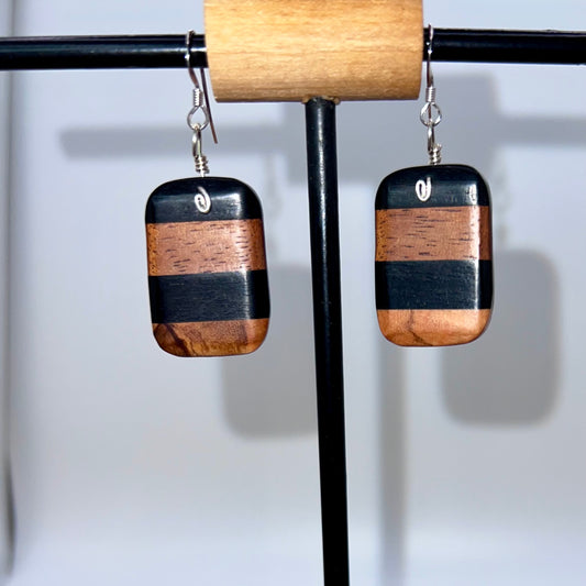 Ebony, Redwood & Olivewood Wood Earrings