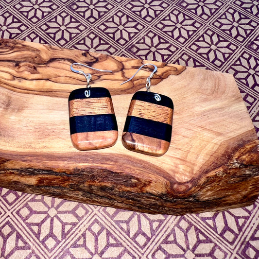 Ebony, Redwood & Olivewood Wood Earrings