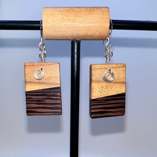 Yellow Heart & Wengewood Wood Earrings