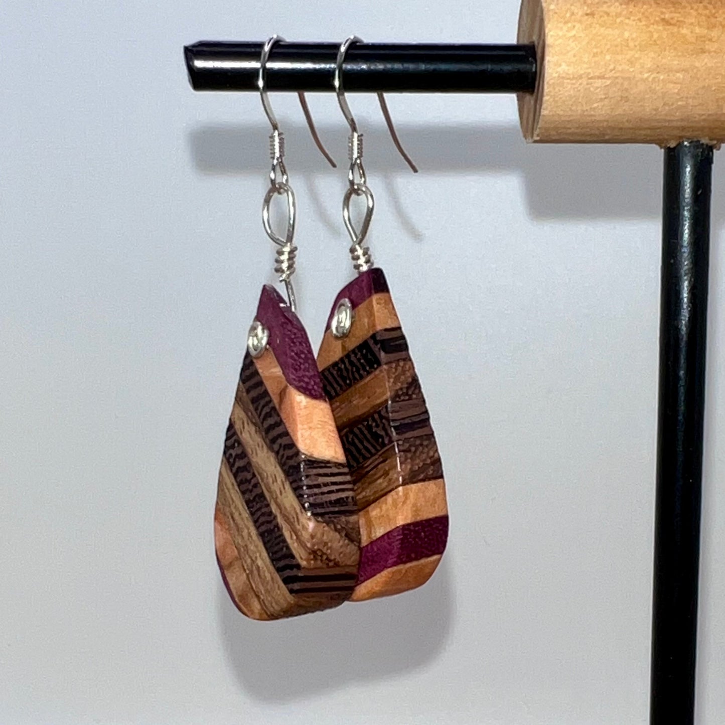 Purple heart, Olivewood, Wengewood & Oak Wood Earrings