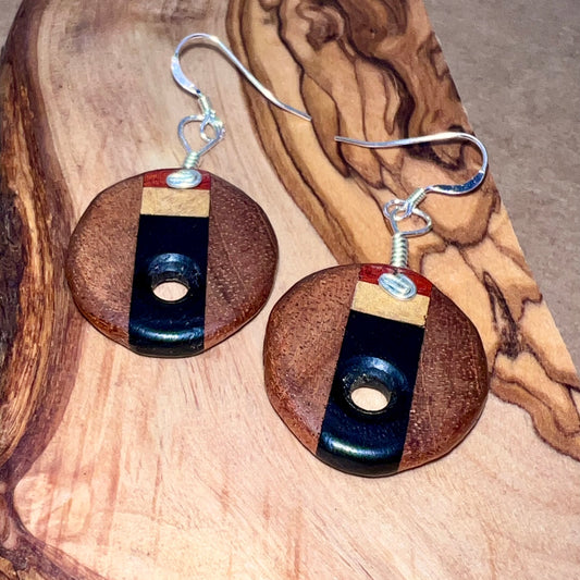 Redwood, Padauk, Yellow Heart & Ebony Wood Earrings