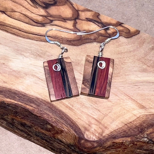 Olivewood, Wenge Wood, Padauk Wood Earrings