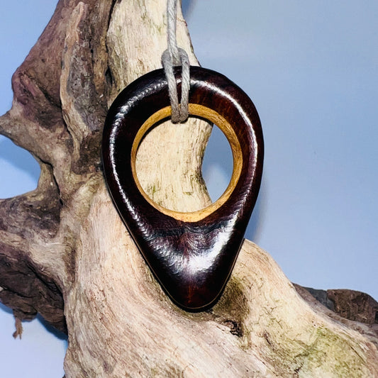 Ironwood & Olivewood Carved Pendant