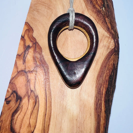 Ironwood & Olivewood Carved Pendant