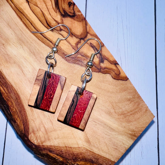 Olivewood, Padauk, & Wenge Wood Earrings