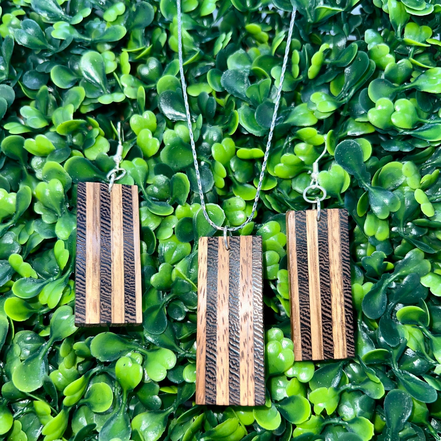 Wengewood & Oak Wood Earrings & Pendant