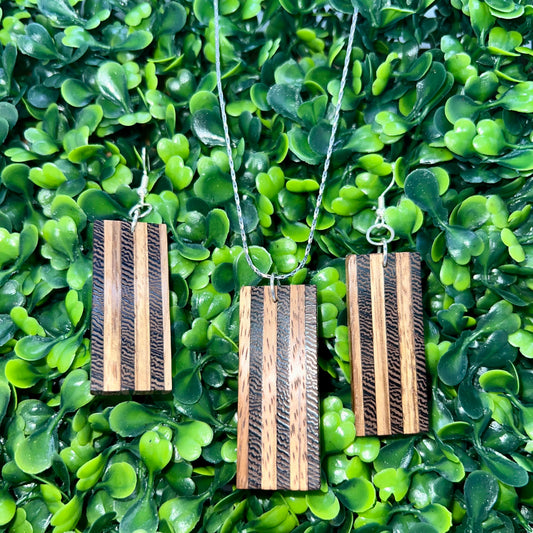 Wengewood & Oak Wood Earrings & Pendant