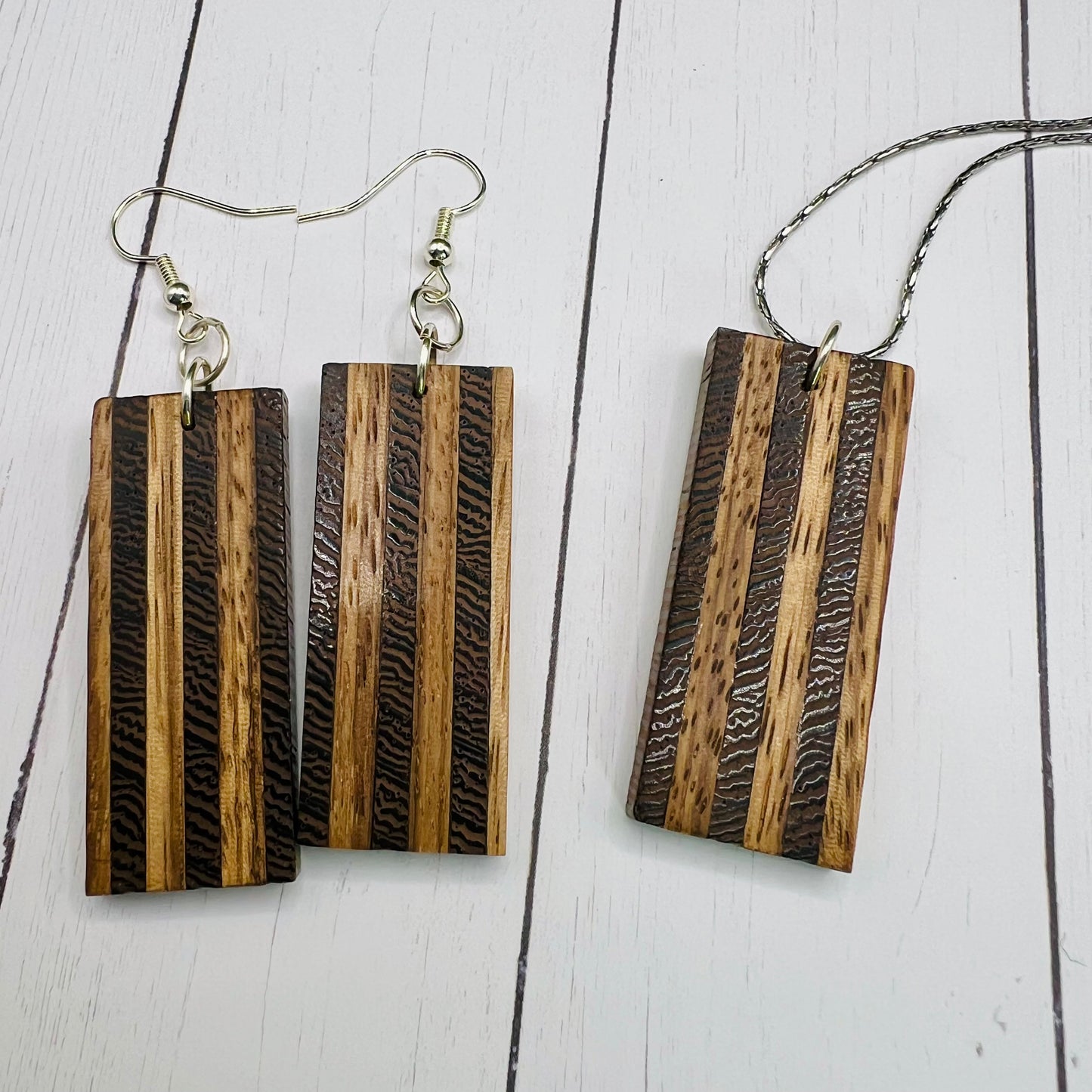 Wengewood & Oak Wood Earrings & Pendant